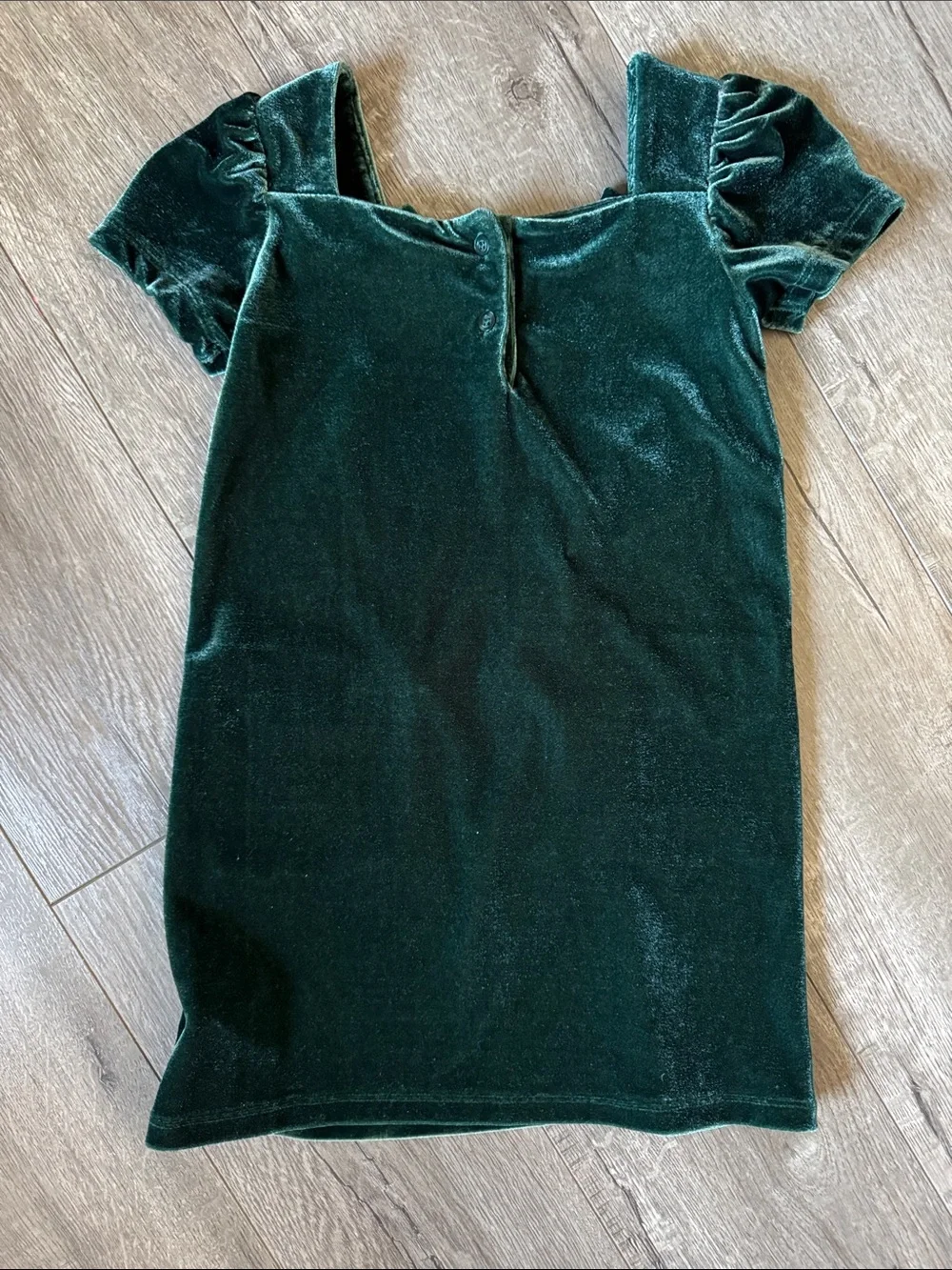 GAP Girls Deep Green Velvet Bow-Shoulder Dress